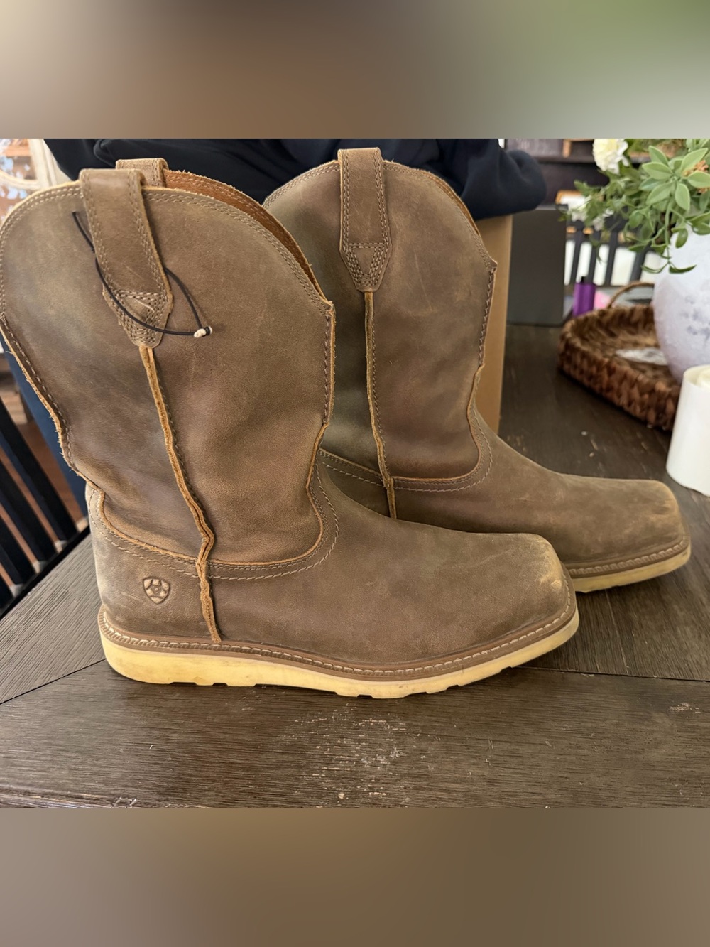 Ariat Brown Suede Cowboy Work Boots